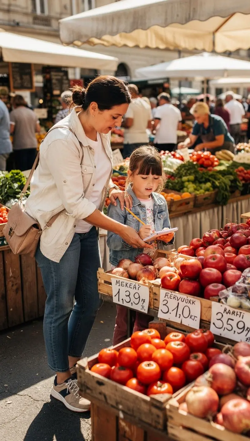 Egy család együtt megtervezi a havi kiadásokat egy asztalnál, elősegítve a pénzügyi tudatosságot.